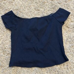 Windsor Off The Shoulder Blue Crop